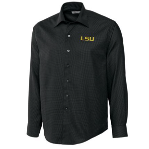 LSU Tigers Men's LS Epic Easy Care Dobby Shirt - Black